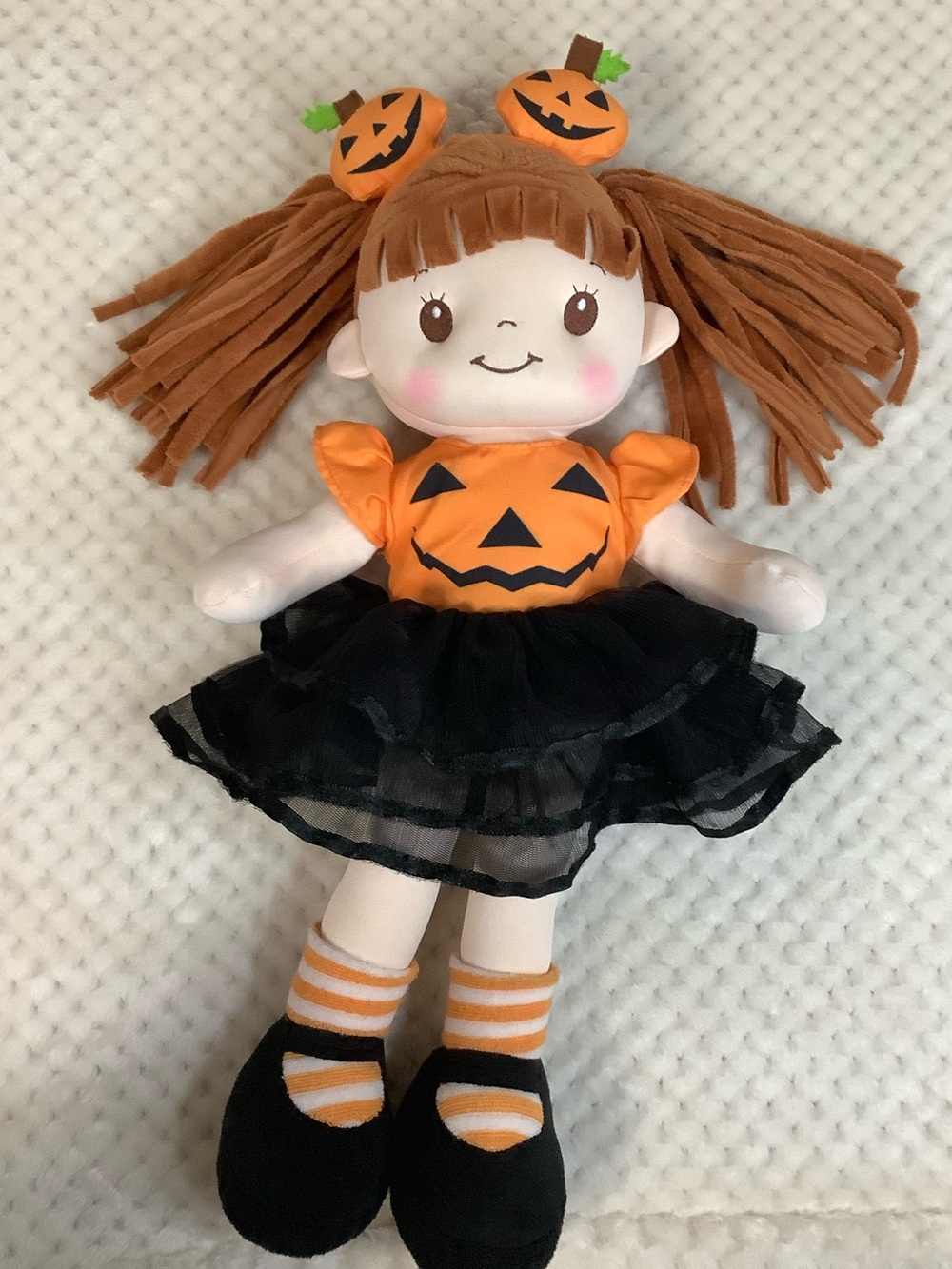 Linzy Toys Retired Halloween Pumpkin Ragdoll Stuffed Toy Doll in costume